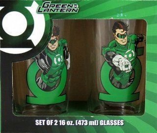 DC Comics Green Lantern Set of 2 16 oz (473 ml) Drinking Glasses #52729 Tumblers Kitchen & Dining