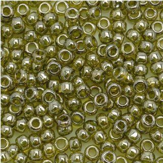 Toho Round Seed Beads 8/0 #457 'Gold Lustered Green Tea' 8 Gram Tube