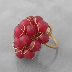 Brass Cherry Quartz Organic Cluster Ring (Thailand) Rings