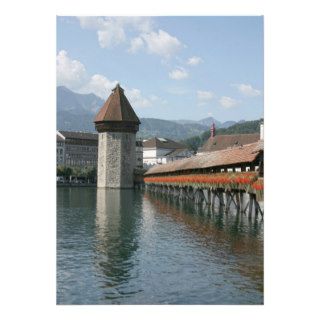 Chapel Bridge, Lucerne, Switzerland Custom Invitations