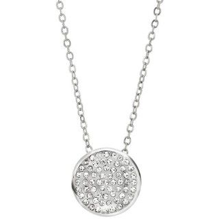 White Geometric Auden Rhinestone Circle Pendant Necklace Platinum Plated Jewelry Jewelry