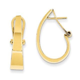 14k Yellow Gold Polished J Hoop Click in Back Post Earrings. Jewelry