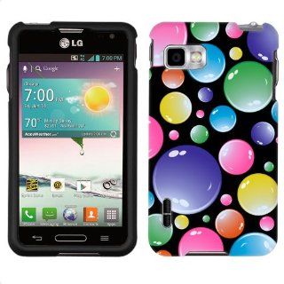 T Mobile LG Optimus F3 Rainbow Bigger Bubbles on Black Phone Case Cover Cell Phones & Accessories