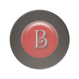 Red Black Silver Monogram Letter B Coaster