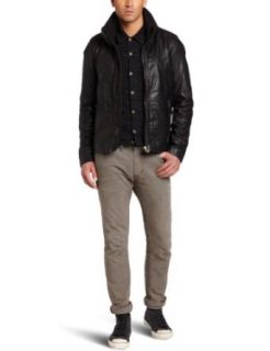 Diesel Men's Literal Leather Jacket, Black, XX Large at  Mens Clothing store