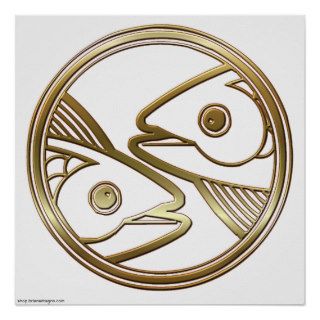 Brass and Copper Pisces Zodiac Astrology Print