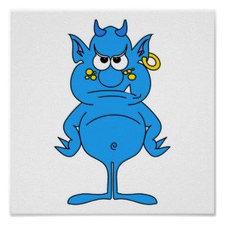 cool blue devil with an attitude poster