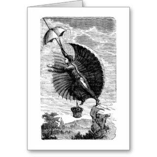 Vintage Victorian Flying Machine Invention Greeting Card