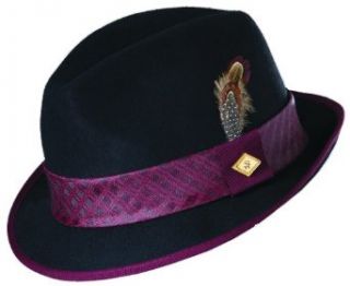 Stacy Adams Men's Stingy Wool Fedora Hat (S/M, Black) at  Mens Clothing store