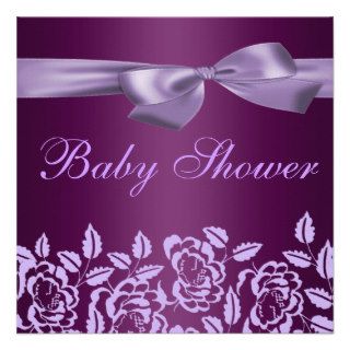 Purple Rose Baby Shower Invitation