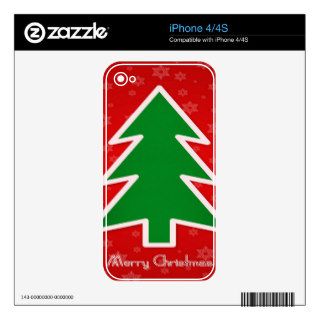 Merry Christmas Tree With Snowflake Background Skins For iPhone 4