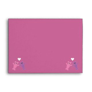 Cute Teddy Bears Be My Valentine Pink Custom Envelope