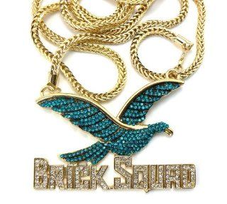 SOULJA BOY Brick Squad Pendant Gold Franco Green/Clear MP477G OB Pendant Necklaces Jewelry