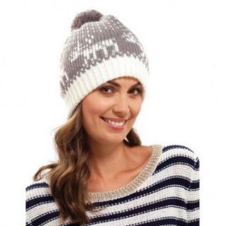 Ladies/Womens Reindeer Winter Bobble Hat (One Size) (Grey) Clothing