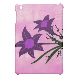 Textured Purple flower on pink wash background Case For The iPad Mini