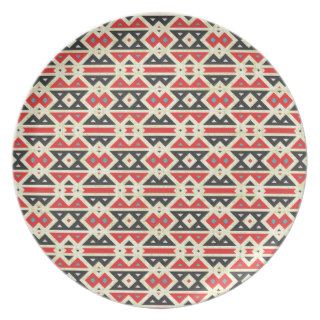 Native American, Aztec Fabric. Tribal Design Of Dinner Plates