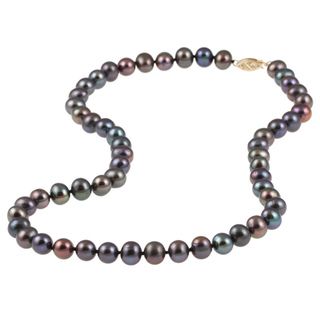 DaVonna 14k 8 9mm Black Freshwater Cultured Pearl Strand Necklace (16 36 inches) DaVonna Pearl Necklaces