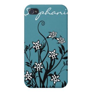Black & White Floral Personalized IPhone 4 Case
