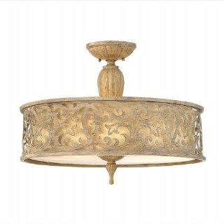 Carabel 21 inch Brushed Champagne 3 Light Semi Flush Drum Ceiling Light   Close To Ceiling Light Fixtures  