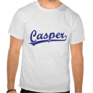 Casper script logo in blue tshirts