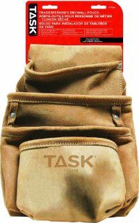 Task Tools T77210 Tradesperson's Leather Drywall Pouch, 4 Pocket    