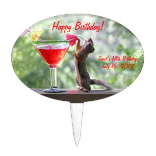 Squirrel Drinking a Cocktail Cake Topper