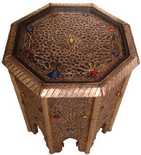 Fez Brass Moroccan End Table  