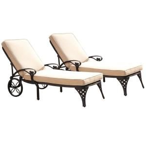 Home Styles Biscayne Black Patio Chaise Lounge with Taupe Cushion (Set of 2) 5554 83