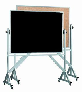 Reversible Free Standing Combination Board Size 36" H x 48" W x 0.5" D, Color Black  