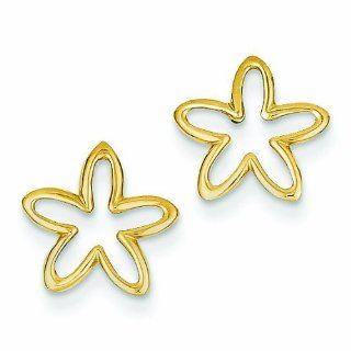 14K Gold Polished Flower Post Earrings Jewelry