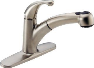 Delta 467 SS DST Palo Single Handle Pull Out Kitchen Faucet, Stainless   Touch On Kitchen Sink Faucets  