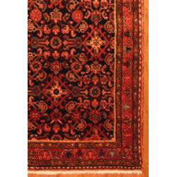 Persian Hand knotted Navy/ Red Hamadan Wool Rug (3'6 x 13'8) Runner Rugs