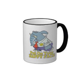 put on your happy face facade elephant coffee mugs
