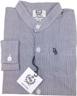 DANNY BOY Boys Long Sleeves Pinstripe Dress Shirt w/ Mandarin Collar CY 482 PS   Black, 7 Clothing