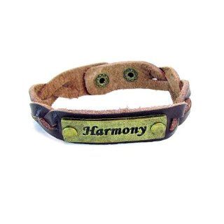 Harmony Sentiment Tribal Braided Brown Leather Bracelet with Snap Closure Jewelry
