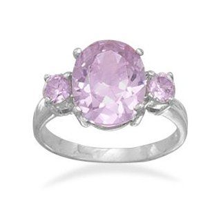 Triple Lavender Oval CZ Ring in Sterling Silver Jewelry