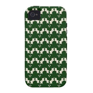 Christmas Holiday Holly   Green Ivory iPhone 4/4S Cases