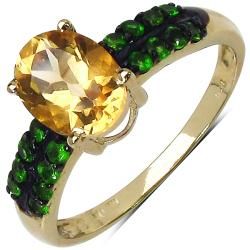 Malaika Yellow Gold Overlay Sterling Silver 1.52ct TDW Citrine and Chrome Diopside Ring Malaika Gemstone Rings