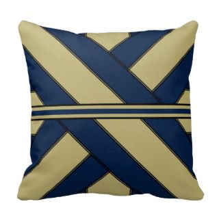 Blue and Gold Ribbonesque Throw Pillow
