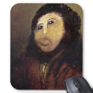 Funny Botched ecce homo painting meme Mouse Pad