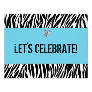 zebra print any age; birthday invitations