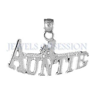 14K White Gold #1 Auntie Pendant Jewelry