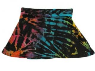 Women's Tie Dye Spandex Bohemian Fold Over Miniskirt