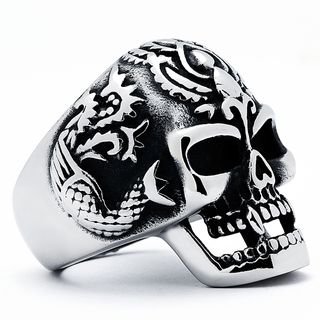 Stainless Steel Men's Vintage Cast Skull Ring Oliveti Men's Rings