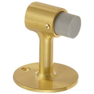 Rockwood 471.4 Brass Door Stop, #8 x 3/4" OH SMS Fastener with Plastic Anchor, 2 1/2" Base Diameter x 3" Height, Satin Clear Coated Finish
