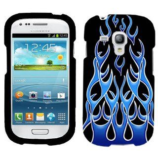 Samsung Galaxy S3 Mini Blue Flames Hard Case Phone Cover Cell Phones & Accessories