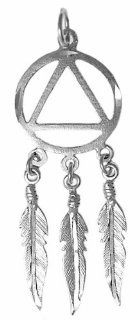 Alcoholics Anonymous AA Symbol Pendant, #471 3, Sterling Silver, Dream Catcher Style Jewelry