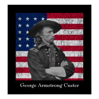 General Custer and The American Flag Print