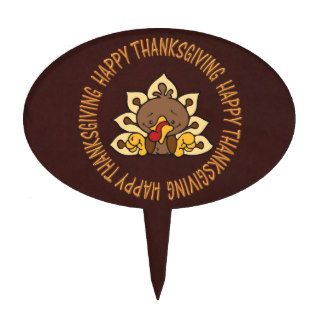 Happy Thanksgiving Text and Turkey Cake Picks