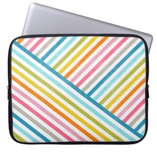 Cool colourful trendy two ways across stripes laptop sleeve
